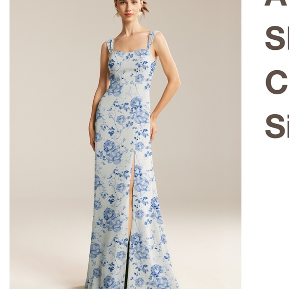 White and blue floral gown - Picture 1 of 2